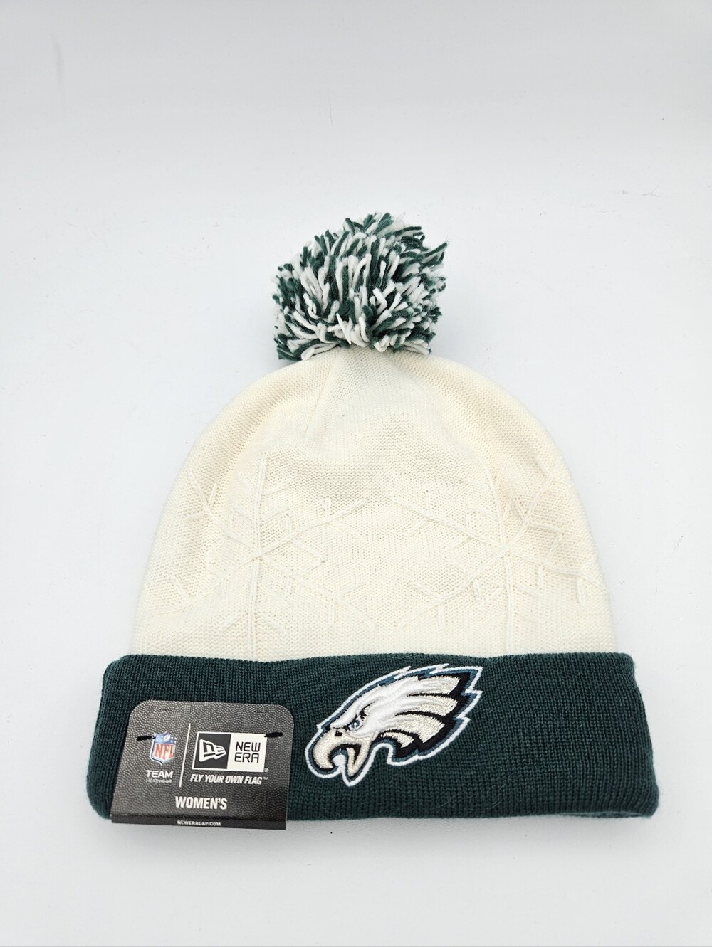 New Era NFL Philadelphia Eagles Pom Beanie Ivory/Green NWT